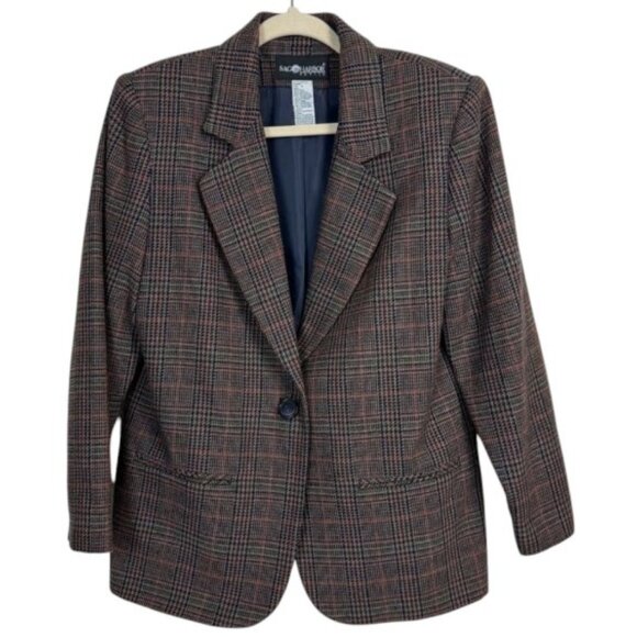 Sag Harbor brown vintage plaid blazer size 12 - Picture 1 of 5